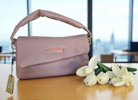 Sunbeam Chic – Pink Sling Bag with Embroidered Strap & Mini Pouch